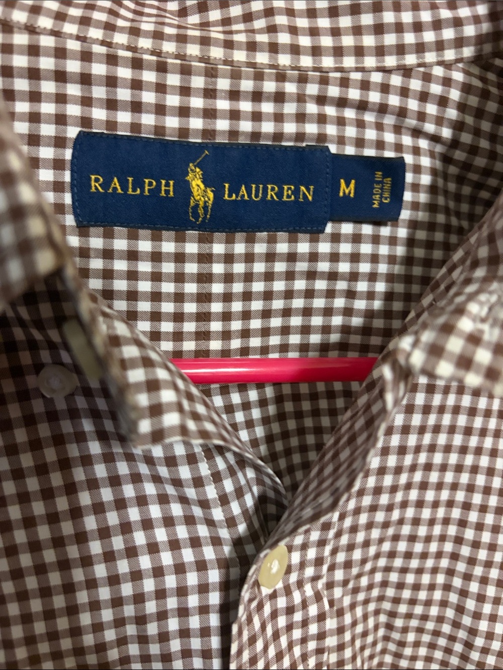 Ralph Lauren Brown and White Gingham Button-Down Shirt - Picture 4 of 4